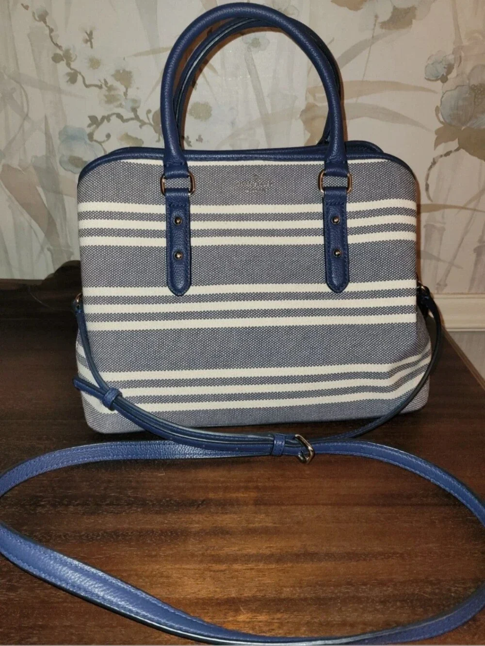 Kate Spade Striped Blue and White Women’s Satchel - Classic Everyday Bag